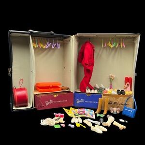 1962 Barbie Ponytail Wardrobe Case Vintage Accessories Shoes Hangers Booklets